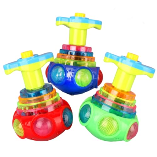 drburpily 3 Stück LED mit und Musik Spinnings für Kinder aus Holz für Autismus und Hand Auge ABS Top beliebte Preise Bucket Toys von drburpily