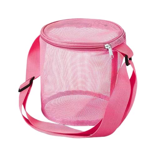 drburpily Nylon Strandtasche, transparente Riemen, Spielzeug und Strandgitter Mesh Stoff, rosarot von drburpily