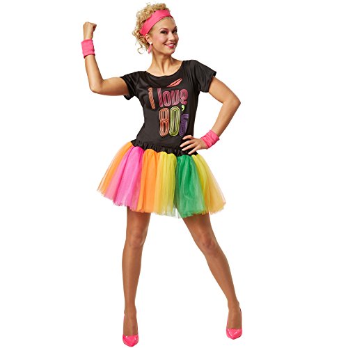 dressforfun Frauenkostüm 80er Jahre Popsternchen | Fetziges Partykostüm im 80er-Style | inkl. Schweißbändern und Stirnband (S | no. 301672) von dressforfun