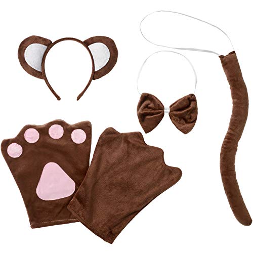 dressforfun 302048 - Kostüm Set Affe für Erwachsene, Haarreif mit Ohren, Handschuhe, Fliege und Schwanz von dressforfun