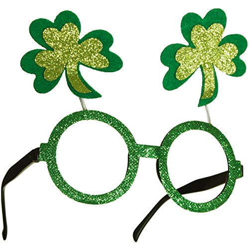 dressforfun 302556 - St. Patrick's Day Spaßbrille mit Kleeblättern, glitzernde Kleeblättern an Spiralfeder von dressforfun