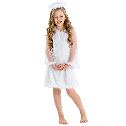 dressforfun 900072 Mädchen Kostüm Christkind | Verspieltes Kleid mit Trompetenärmel | inkl. Heiligenschein - diverse Größen (8-10 Jahre | Nr. 300275) von dressforfun