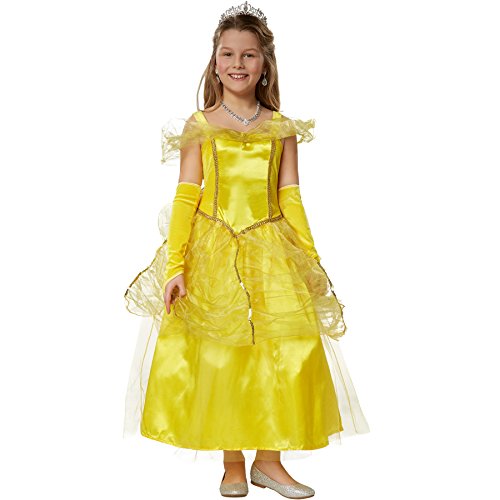 dressforfun 900349 - Mädchenkostüm Prinzessin Belle, Kleid im Seidenlook mit übergenähten Tülllagen und Organza (128 | Nr. 301733) von dressforfun