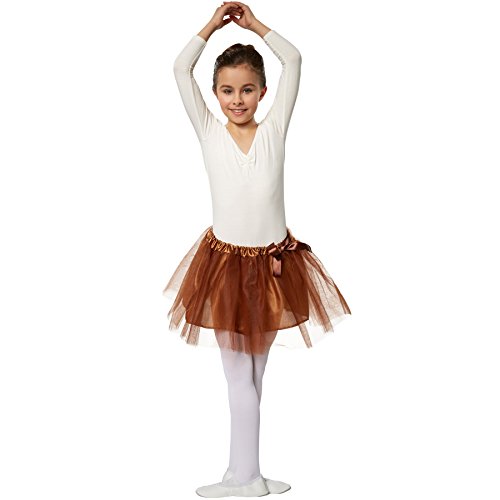 dressforfun 900394 - Kinder Tutu, aus 3-lagigen Tüll, mit eingenähtem Satinunterrock (Braun, 116) von dressforfun