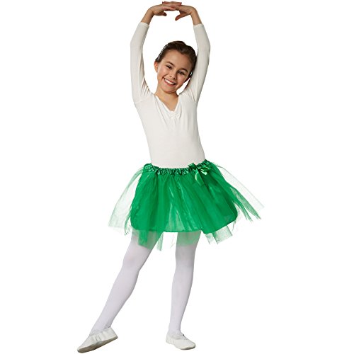 dressforfun 900394 - Kinder Tutu, aus 3-lagigen Tüll, mit eingenähtem Satinunterrock (Grün, 116) von dressforfun