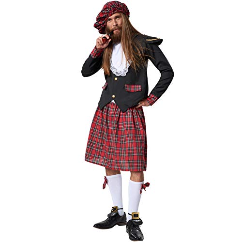 dressforfun 900424 - Herrenkostüm vornehmer Schotte, Jackett und Kilt mit Kniestrümpfen und Schottenmütze (L | Nr. 302082) von dressforfun