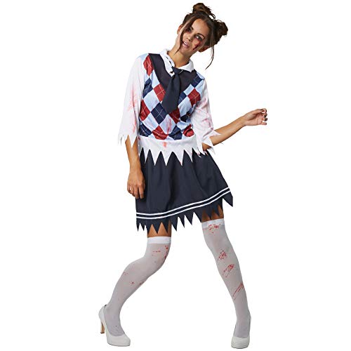 dressforfun 900433 - Damenkostüm gruseliges Schulmädchen, Kostüm im Grusel-Look mit Blutflecken (M | Nr. 302226) von dressforfun