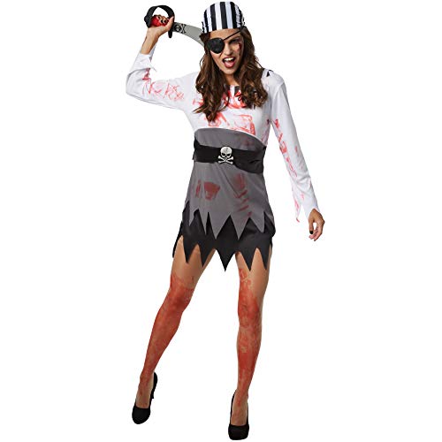 dressforfun 900438 - Damenkostüm gruselige Seeräuberin, Einteiliges Piratenkostüm mit Blutflecken (L | Nr. 302252) von dressforfun