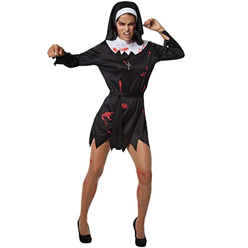 dressforfun 900439 - Damenkostüm gruselige Nonne, Einteiliges Gewand in Schwarz und Weiß (XXL | Nr. 302259) von dressforfun