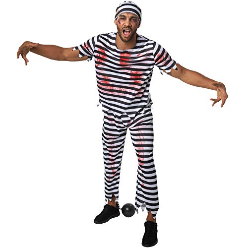 dressforfun 900444 - Herrenkostüm gruseliger Knastbruder, Gestreiftes Outfit in Gefängnis-Optik (M | Nr. 302281) von dressforfun