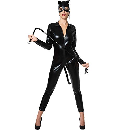 dressforfun 900474 - Damenkostüm heiße Katze, Enganliegendes Catsuit aus Kunstleder inkl. Maske (L | Nr. 302112) von dressforfun