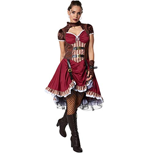 dressforfun 900483 - Damenkostüm Steampunk Edelfrau, Kurzärmeliges Satinkleid mit mehrlagigem Rock (L | Nr. 302297) von dressforfun