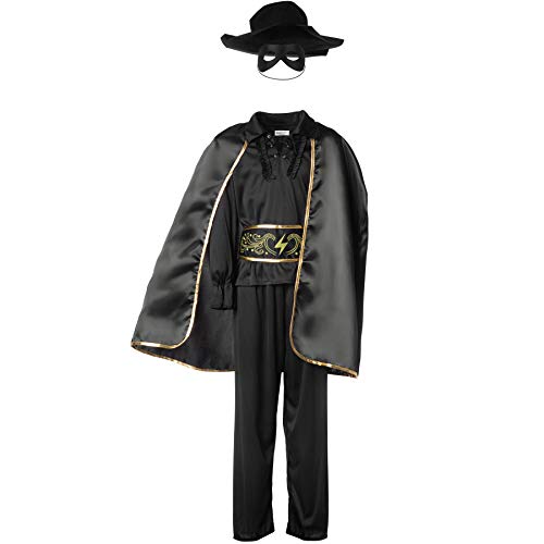 dressforfun 900518 - Jungenkostüm Zorro, In Schwarz gehaltenes Zorro-Outfit inkl. Cape, Maske und Hut (152 | Nr. 302591) von dressforfun