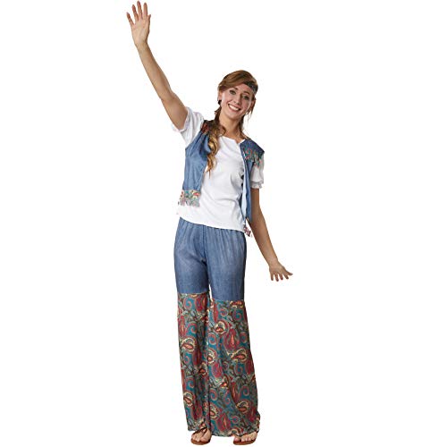 dressforfun 900523 - Damenkostüm Groovy Flower Girl, Outfit in Jeans- und Ornamentenoptik inkl. Stirnband (M | Nr. 302614) von dressforfun