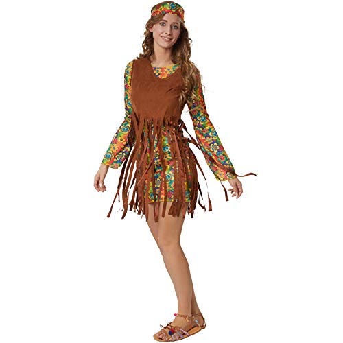 dressorfun Damenkostüm Rebellische Hippie Squaw, Outfit im typischen Hippie-Stil inkl. Stirnband - XL von dressforfun