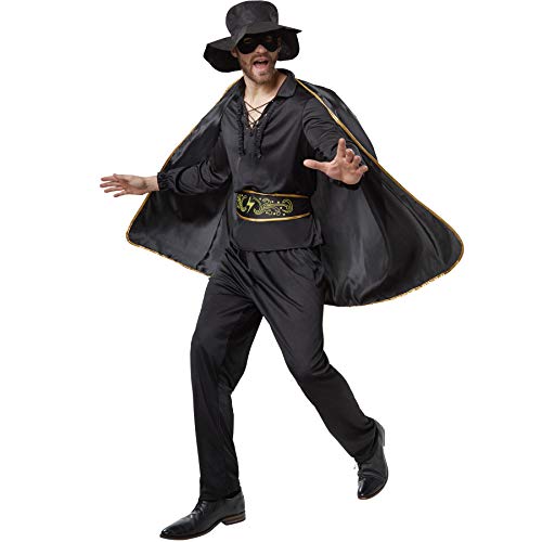 dressforfun 900531 - Herrenkostüm Zorro, In Schwarz gehaltenes Zorro-Outfit inkl. Cape, Maske und Hut (XXL | Nr. 302664) von dressforfun