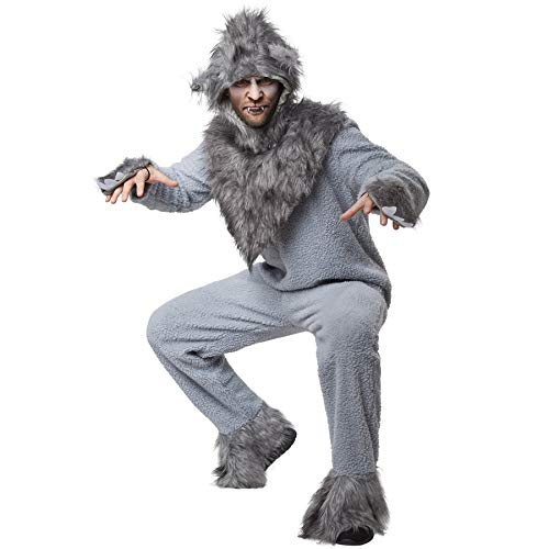 dressforfun 900544 -Unisexkostüm Wilder Wolf, Overall aus hellgrauem aufgerauten und warmen Stoff (165 cm - M | Nr. 302512) von dressforfun