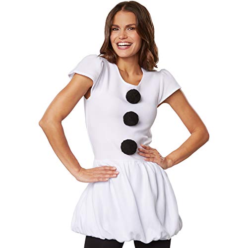 dressforfun 900839 Damen Schneemann Kostüm, Schneefrau Verkleidung für Weihnachten Karneval Fasching, weiß - diverse Größen - (Large) von dressforfun