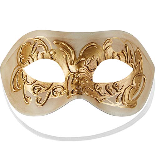 dressforfun 900882 Venezianische Maske für Damen und Herren, Augenmaske mit Verzierung für Maskenball Fasching Karneval Halloween Maskerade Party - diverse Farben - (creme | Nr. 303531) von dressforfun