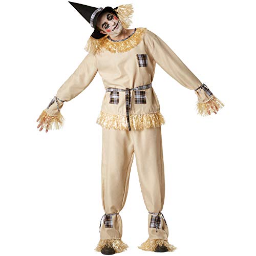 dressforfun 901035 Vogelscheuche Kostüm, Strohpuppe Verkleidung für Damen Herren, mit Hut und Kunststroh, für Fasching Karneval Halloween, beige - diverse Größen - (XL | Nr. 304603) von dressforfun