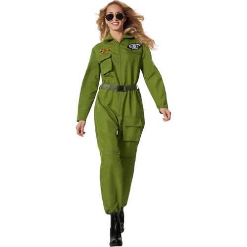 dressforfun Jet Fighter Pilot, Air Force Pilotin, Damen Kostüm, Faschingskostüme Damen lustig, Gruppen Kostüm, Partnerkostüme Erwachsene, Fasching Kostüm Damen Overall, Kostüm Fasching Damen - M von dressforfun