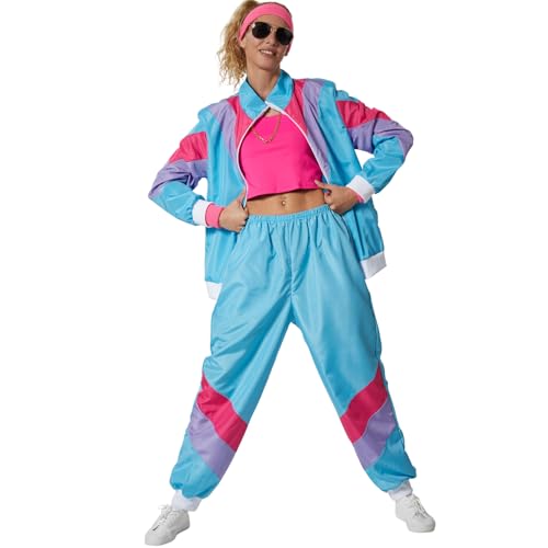 dressforfun retro Jogginganzug Damen Set, Trainingsanzug Damen, Sportanzug Damen, Faschingskostüme Damen, Kostüm Damen, Karneval Kostüm Damen, 80er Jahre, 90er, Kostüme für Erwachsene - M von dressforfun