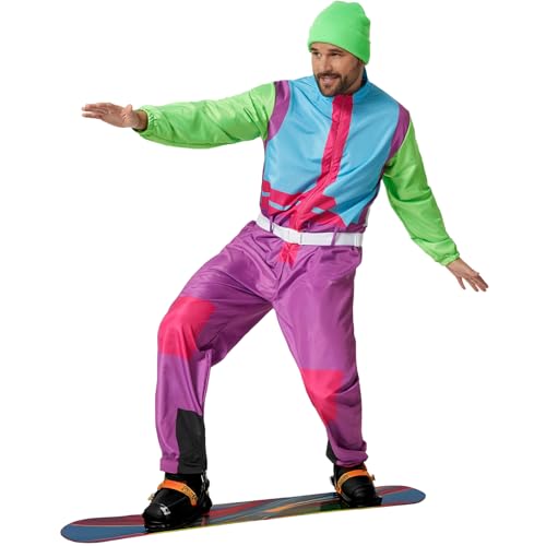 dressforfun Skianzug Herren, Ski Kostüm, Jogginganzug Kostüm Herren, Fasching, Kostüm Erwachsene, 90er Jahre Outfit, Apres Ski, Karneval Kostüm, Faschingskostüme Männer, 80er Jahre retro - M von dressforfun