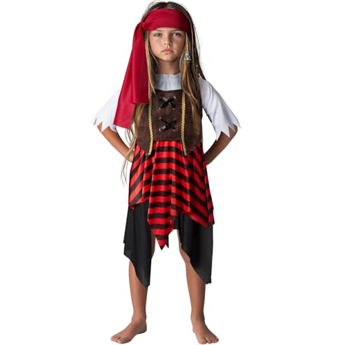 dressforfun Kinder Kostüm, Piraten Kostüm, Kostüm Mädchen, Faschingskostüme Kinder, Piratenkleid, Kostüme für Karneval, Kapitän, Kleid, Faschingskostüm, Piratenkostüm Kinder - 128 (7-8 Jahre) von dressforfun