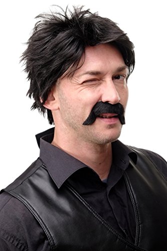 DRESS ME UP - Falscher Bart Schwarz Schurrbart Mustache Preussischer Offizier Mexikanischer Sheriff Viktorianischer Lord Gentleman MM-80 von dressmeup