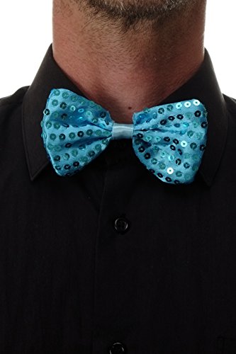 DRESS ME UP - Fliege Bowtie Pailletten paillettenbesetzt Glitzer türkis hellblau W-070T-turquise von DRESS ME UP