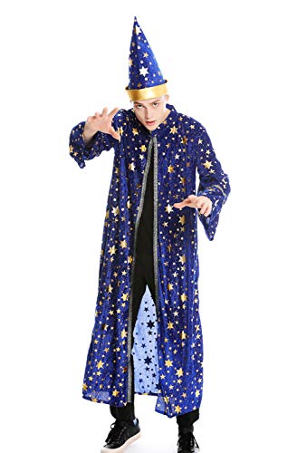 dressmeup Dress ME UP - M-0132 Kostüm Herren Männer Robe Umhang Hut Zauberer Magier Wizard Gr. S/M von dressmeup