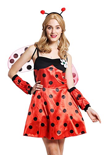 dressmeup W-0058-S/M Kostüm Damen Frauen Marienkäfer Ladybug Flotter Käfer rot schwarz Punkte Gr. S/M von dressmeup