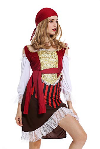 dressmeup W-0081 Kostüm Damen Frauen Karneval Halloween Piratin Piratenbraut Seeräuberin Gr. M von dressmeup