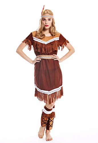 dressmeup W-0211 Kostüm Damen Frauen Karneval Halloween lang Indianerin S von dressmeup