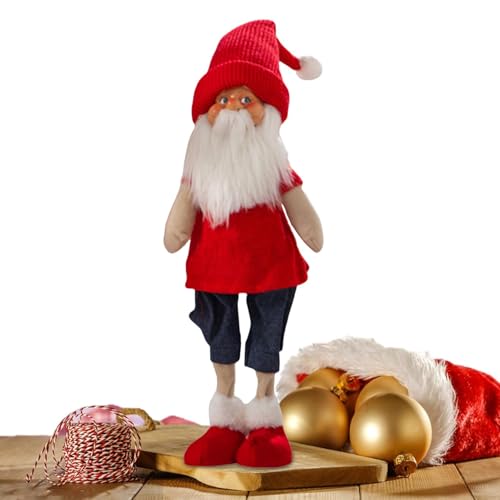 Weihnachtspuppe mit langen Beinen, dekorative Weihnachtspuppe, festliche langbeinige Puppe, skurrile Weihnachtsfiguren, Stoffpuppe in leuchtenden Farben für abgestuftes Tablett, Schreibtisch, Schrank, von drtid