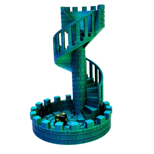 drunkLY - 3D Würfelturm für das perfekte Würfelerlebnis, perfekt für RPG, Miniaturspiele und Brettspiele, mit Würfel und Aufbewahrungsbeutel- Geschnek Idee (Metallic grün/blau) von drunkLY