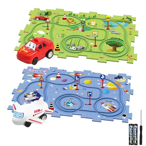 Auto Spielzeug Autorennbahn Spielzeugauto DIY-Puzzlebahn für Kinderspielzeug DIY-Route Cars Spielzeug Geschenkspiele für Kinder Spielzeug ab 2 3 4 5 6 Jahren (Raum x6/Terrestrisch x6) von duoleey