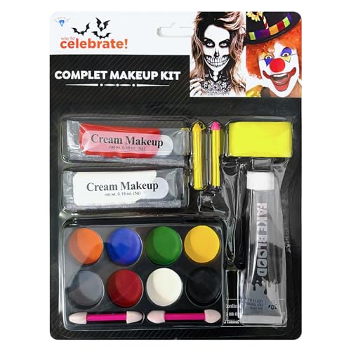 Halloween Schminke Make Up Set Theaterschminke Schminkset Kunstblut Vampir, Zombie, Hexe, Geist für Kinder Erwachsene von duoleey