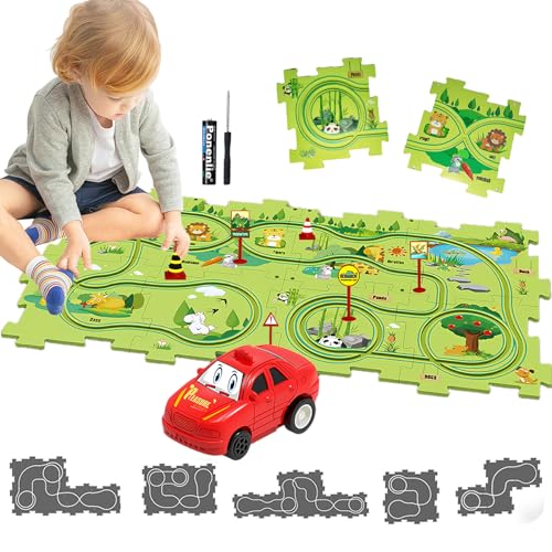 Auto Spielzeug Autorennbahn Spielzeugauto 8pcs DIY-Puzzlebahn für Kinderspielzeug DIY-Route Cars Spielzeug Geschenkspiele für Kinder Spielzeug ab 2 3 4 5 6 Jahren (Land) von duoleey