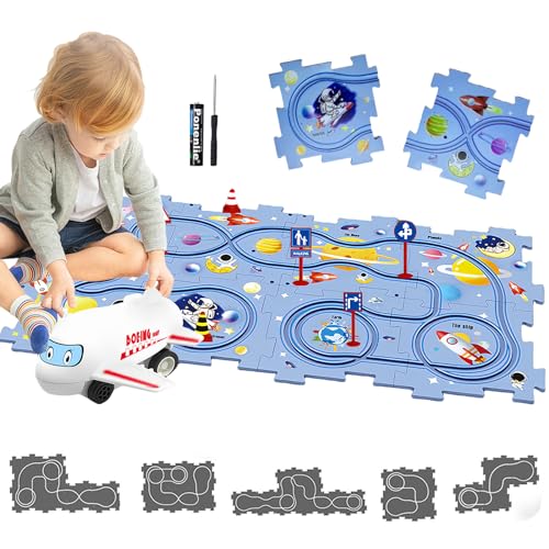 Auto Spielzeug Autorennbahn Spielzeugauto 8pcs DIY-Puzzlebahn für Kinderspielzeug DIY-Route Cars Spielzeug Geschenkspiele für Kinder Spielzeug ab 2 3 4 5 6 Jahren (Raum) von duoleey