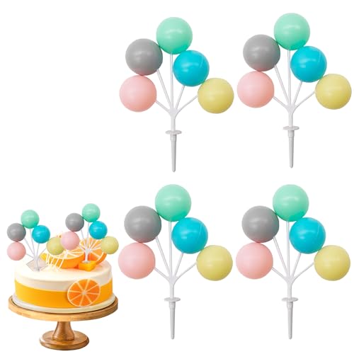 douyif Tortendeko Kugeln Cake Topper Deko Kugeln Ballon Kuchenaufsatz Kugeln Deko Torte Ballon Tortedeko Mini Ballon für Kuchen Geburtstag Valentinstag Hochzeitstag 4Pcs (Macaron) von duoyif