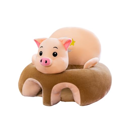 duwiikab Babysofa mit Griffen, sicherer Sitz, Stuhl mit Cartoon-Tieren, Beinlöcher, rutschfeste untere Rückenstütze für sitzende Kleinkinder Kleines Schwein A von duwiikab