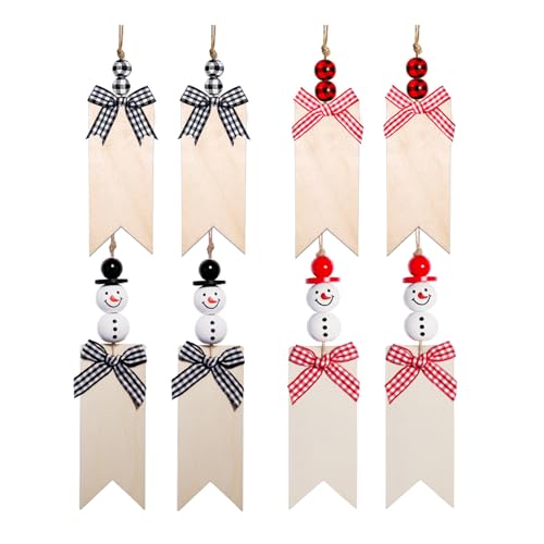 duwiikab Namensschild für Strümpfe, festliches Namensschild, 8 Stück, Weihnachtsstrumpf-Hängeanhänger, Holz-Namensschilder, Schneemann-Perlen, DIY-Schild-Ornament 8pcs von duwiikab