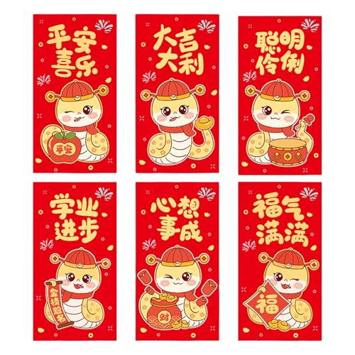 duwiikab Rote Umschläge für das chinesische Neujahr, Umschlagpackung zum Verschenken, 6 Stück, 2025 Mondschlange, Glücksgeldtaschen, Frühlingsfest, Hongbao-Hochzeit C von duwiikab