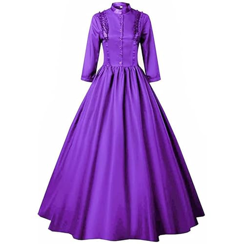 duxyoz Mittelalterliches Kostüm Damen Renaissance Kleid Mittelalter Kleid Halloween Kostüm für Frauen Lange Abendkleider Renaissance Vintage Kleid Gothic Punk für Halloween Cosplay von duxyoz