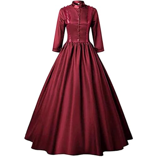 duxyoz Mittelalterliches Kostüm Damen Renaissance Kleid Mittelalter Kleid Halloween Kostüm für Frauen Lange Abendkleider Renaissance Vintage Kleid Gothic Punk für Halloween Cosplay von duxyoz