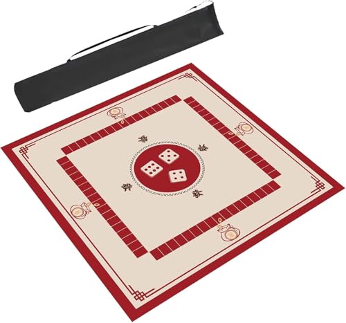 Mahjong-Matte, Mahjong-Matte, Spieltisch, Mahjong-Matte, rutschfest und geräuschreduzierend, Poker-Matte, Kartentisch-Abdeckung, Brettspiel-Tischmatte, quadratische Spielmatte mit Tragetasche(Red,47.2 von dvkGKLVq