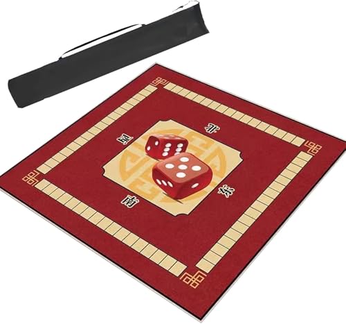 Mahjong-Matte, Mahjong-Matte, Spieltisch, Mahjong-Matte mit Regeln und Windpositionierung, rutschfest und geräuschreduzierend, Poker-Brettspielmatte, Kartenspieltisch-Abdeckung(Red,37.4x37.4in/95x95cm von dvkGKLVq