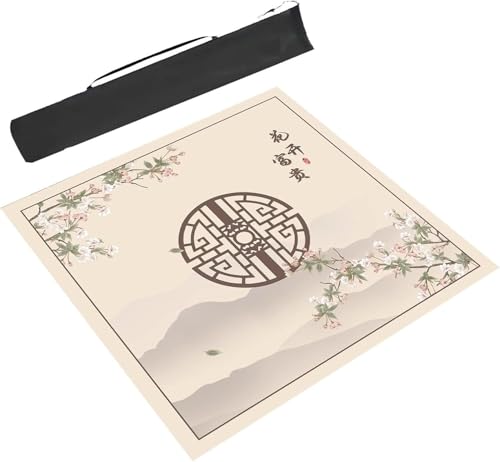 Mahjong-Matte, Mahjong-Matte, Spieltisch, Mahjong-Tischmatte, rutschfest und geräuschreduzierend, bedruckt im chinesischen Stil, Mahjong-Tischabdeckung, Kartenspielmatte(Beige,27.6x27.6inch/70x70cm) von dvkGKLVq