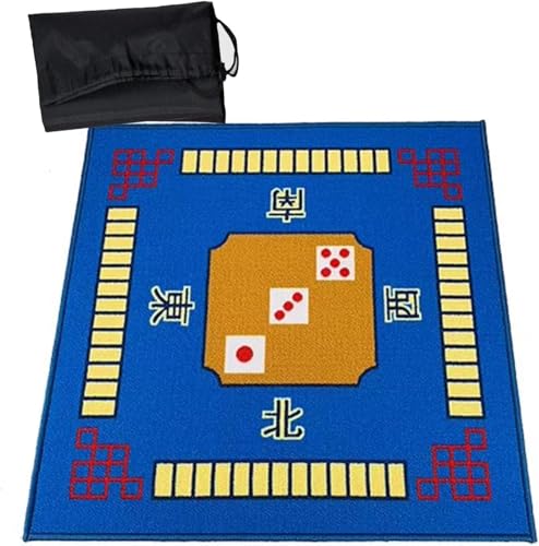 Mahjong-Matte, Mahjong-Matte, Spieltisch, Mahjong-Tischmatte mit Regeln, rutschfeste und geräuschreduzierende Pokermatte, Kartentischabdeckung, Tischspielmatten mit Tragetasche(Blue,30.7x30.7inch) von dvkGKLVq